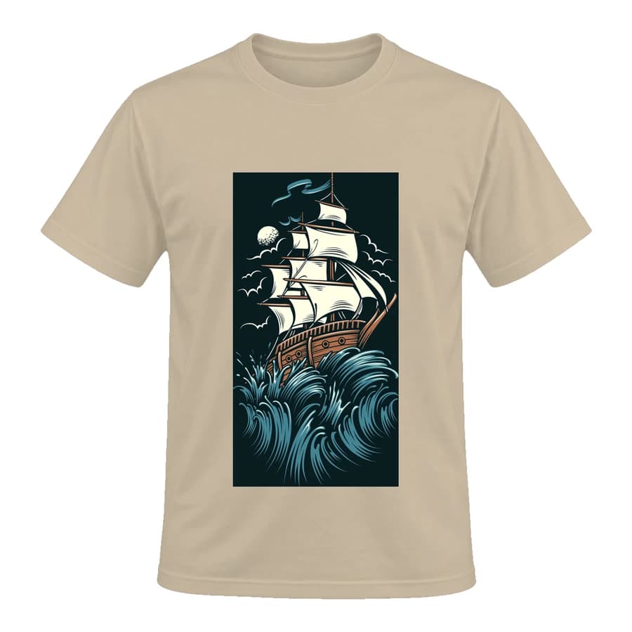 T-shirt — Sailor struggle — Devant — Beige