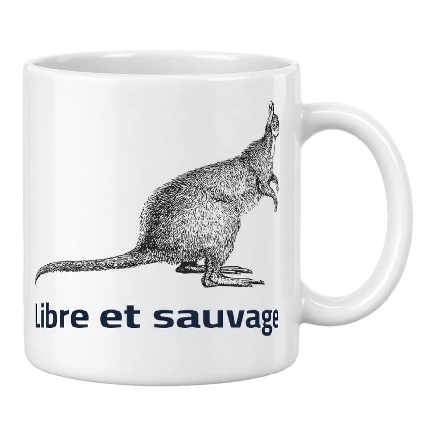 Mug — Kangourou · Gravure vintage — Devant — Blanc