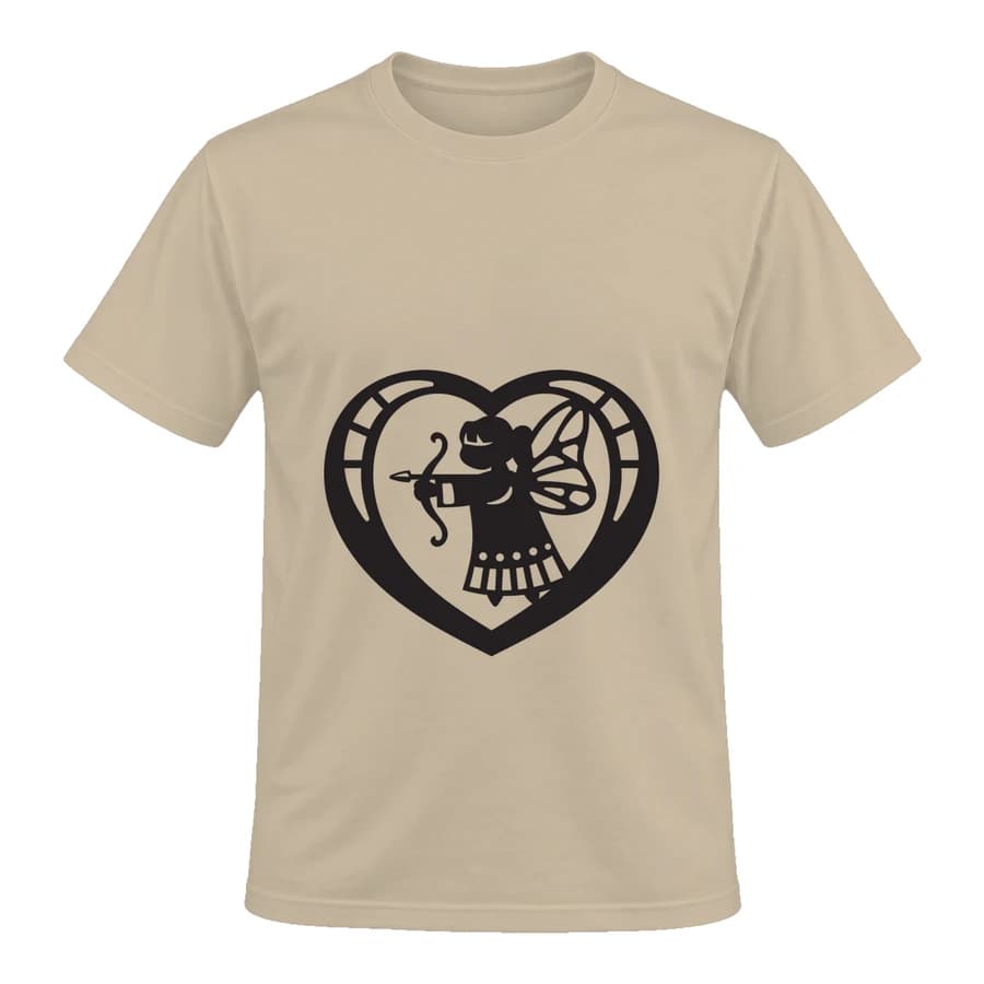 T-shirt — Cœur fleuri — Devant — Beige